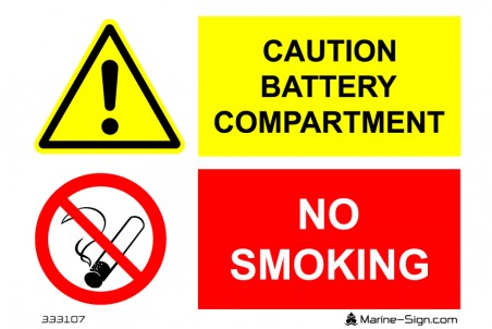 333107 Caution Battery Compartment / No Smoking