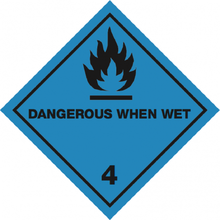 IMO/IATA 4.3 Dangerous when wet - Bulk Labels  95 x 95mm