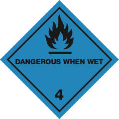 IMO/IATA 4.3 Dangerous when wet - Bulk Labels  250 x 250mm
