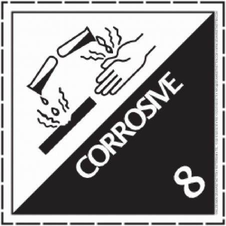 IMO 8.0 Corrosive with dotted line - Bulk Labels  250 x 250mm